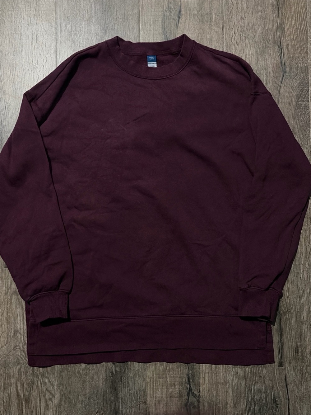 Old Navy Burgundy Crewneck Pullover Sweatshirt w/ Side Slit S Tall Fit